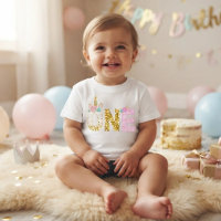 Gold Glitter Pink Unicorn 1st Birthday
