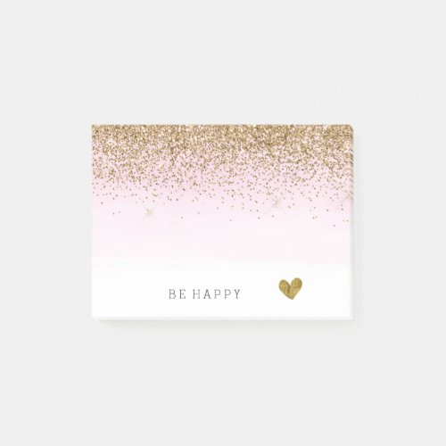 Gold Glitter Pink Watercolor Ombre Post_it Notes