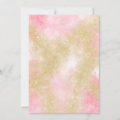 Gold glitter pink watercolor script baby shower invitation (Back)