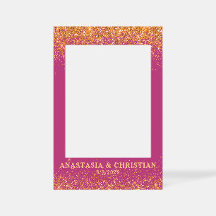 Gold Glitter Pink Wedding Selfie Frame