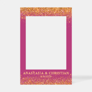 Gold Glitter Pink Wedding Selfie Frame