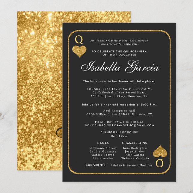 Gold Glitter Playing Card | Las Vegas Quinceañera (Front/Back)