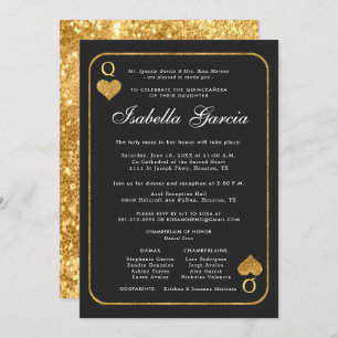 Gold Glitter Playing Card Las Vegas Quinceañera
