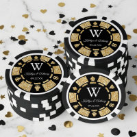 Gold Glitter Poker Chip Casino Wedding