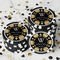 Gold Glitter Poker Chip Casino Wedding