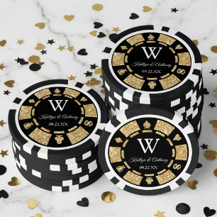 Gold Glitter Poker Chip Casino Wedding