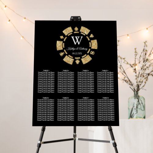 Gold Glitter Poker Chip Casino Wedding Foam Board