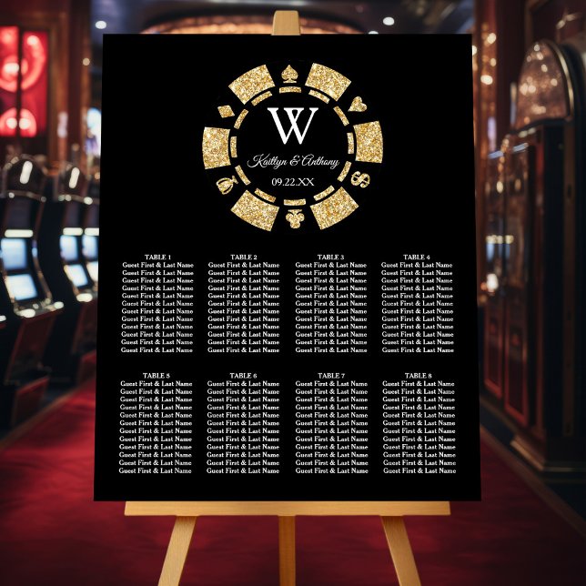 Gold Glitter Poker Chip Casino Wedding Foam Board (Creator Uploaded)