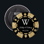 Gold Glitter Poker Chip Casino Wedding Party Favor Bottle Opener<br><div class="desc">Celebrate in style with this trendy poker chip bottle opener. The design is easy to personalize with your own wording and your family and friends will be thrilled when they receive this fabulous party favor.</div>