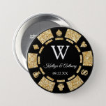 Gold Glitter Poker Chip Casino Wedding Party Favor Button<br><div class="desc">Celebrate in style with this trendy poker chip button. The design is easy to personalize with your own wording and your family and friends will be thrilled when they receive this fabulous party favor. Matching items can be found in the collection.</div>