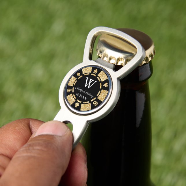 Gold Glitter Poker Chip Casino Wedding Party Favor Divot Tool (Insitu 2)