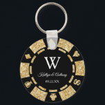 Gold Glitter Poker Chip Casino Wedding Party Favor Keychain<br><div class="desc">Celebrate in style with this trendy poker chip keychains. The design is easy to personalize with your own wording and your family and friends will be thrilled when they receive this fabulous party favor.</div>