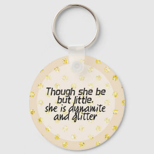 Gold Glitter Polka Dot Shakespeare Quote Keychain