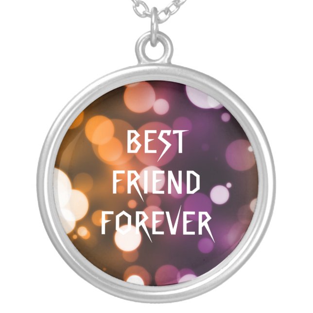 Gold Glitter Polka Dots Best Friends Forever Silver Plated Necklace (Front)