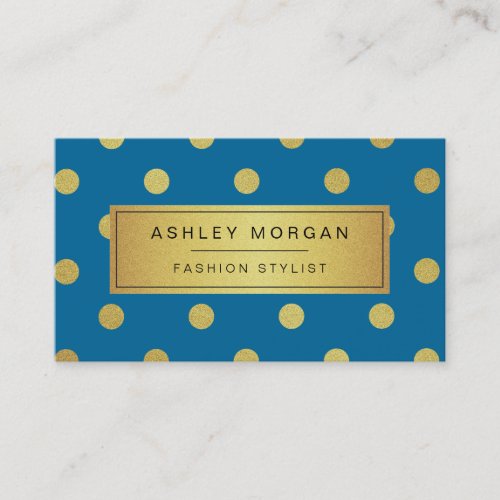 Gold Glitter Polka Dots _ Classy Royal Blue Business Card