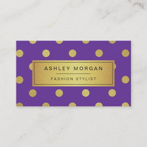 Gold Glitter Polka Dots - Girly Lavender Purple Business Card