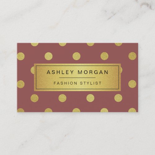 Gold Glitter Polka Dots _ Marsala Red Wine Color Business Card