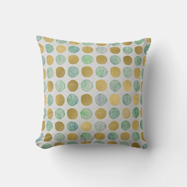 Gold Glitter Polka Dots Merry Christmas Throw Pillow (Front)