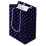 Gold Glitter Polka Dots Navy Blue Medium Gift Bag