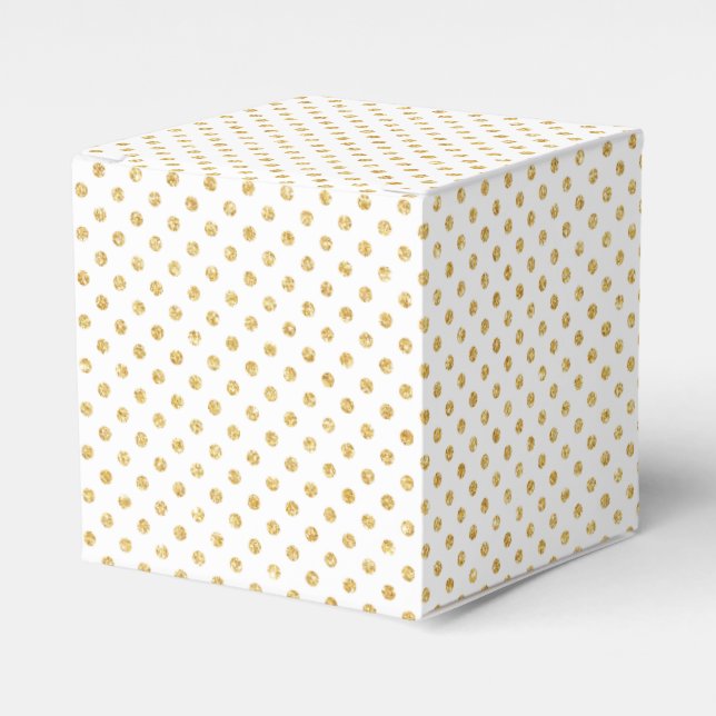Gold Glitter Polka Dots Pattern Favor Boxes (Front Side)