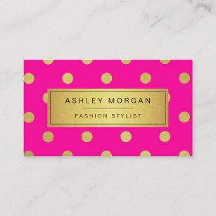 Gold Glitter Polka Dots - Stylish Beauty Pink Business Card
