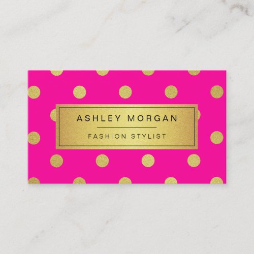 Gold Glitter Polka Dots _ Stylish Beauty Pink Business Card