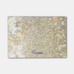 Gold glitter post it notes