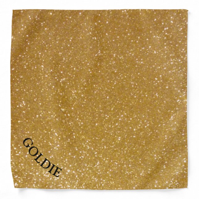 Gold glitter print dog bandana with pet name (Front)