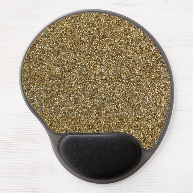 Gold Glitter Print Metallic Gel Mousepad (Front)