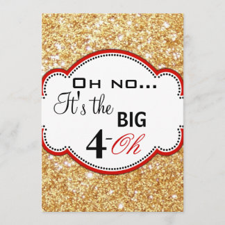 Gold Glitter Print Over the Hill 40th Birthday Invitation