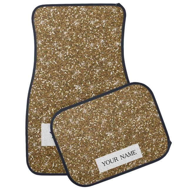 Gold Glitter Printed Car Floor Mat (Set)