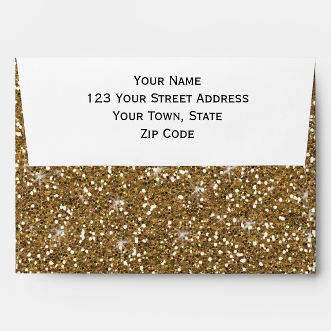 Gold Glitter Printed Envelope (Back (Top Flap))