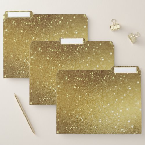 Gold glitter printed faux foil shimmer sparkle file folder