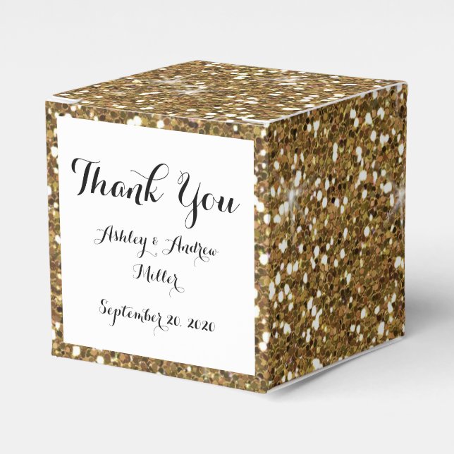 Gold Glitter Printed Favor Boxes (Front Side)