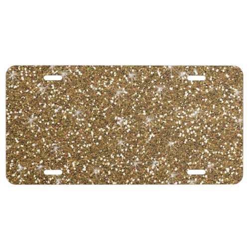 Gold Glitter Printed License Plate