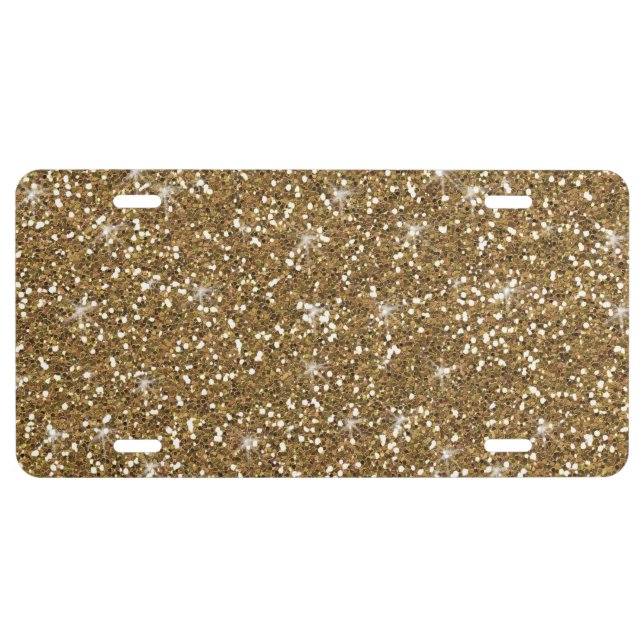 Gold Glitter Printed License Plate (Front)