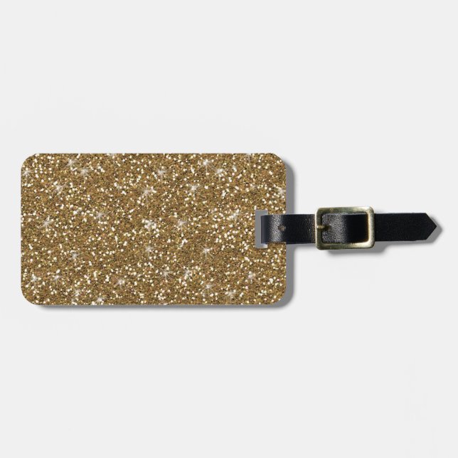 Gold Glitter Printed Luggage Tag (Front Horizontal)