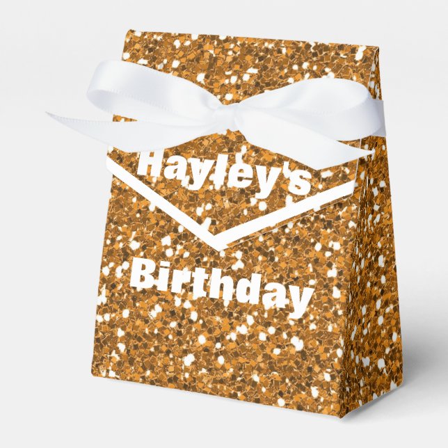 Gold Glitter Printed Party Favor Box Any Occasion (Front Side)