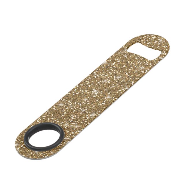 Gold Glitter Printed Speed Bottle Opener (Front Angled)