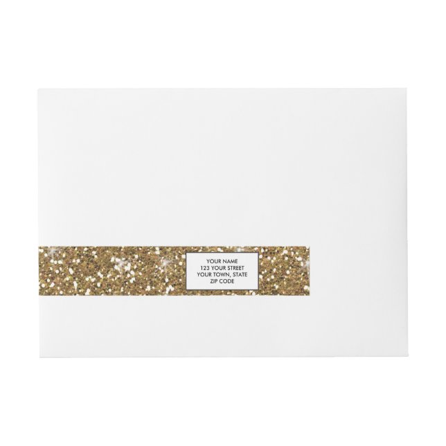 Gold Glitter Printed Wrap Around Address Label (Front)
