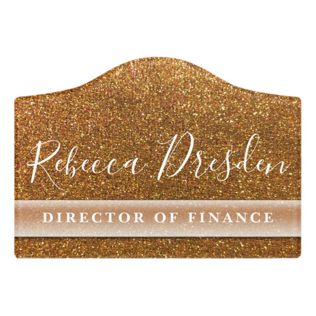 Gold Glitter Professional Office Executive Job Door Sign (Small Crest Front)