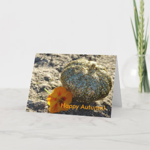 Gold Glitter Pumpkin, Happy Autumn! Card