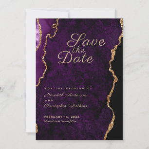 Gold Glitter Purple Agate Save the Date