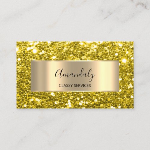 Gold Glitter QRCode Logo Lemon Yellow Green  Busin Business Card