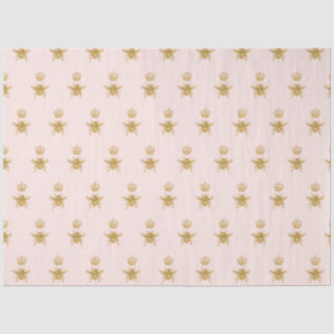 Gold Glitter Queen Bee Crown Blush Pink Baby Girl Tissue Paper