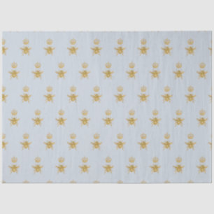 Gold Glitter Queen Bee Crown Dusty Blue Baby Boy Tissue Paper