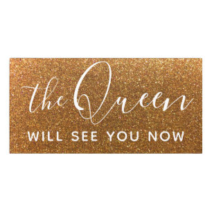 Gold Glitter Queen Boss Sparkles Glitz Glam Door Sign