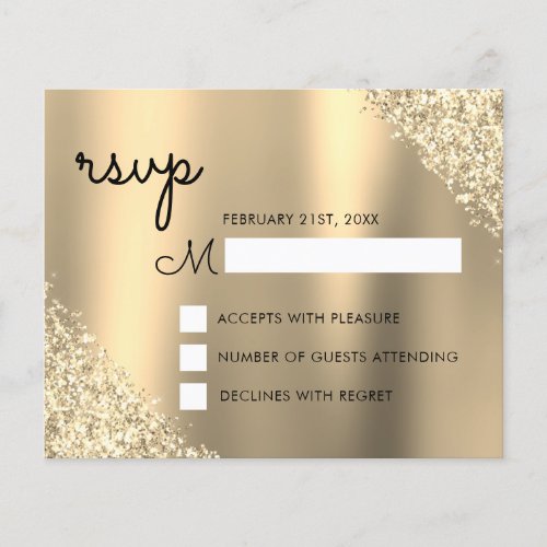 Gold Glitter Quinceanera RSVP