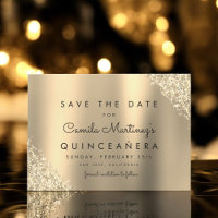 Gold Glitter Quinceanera Save the Date