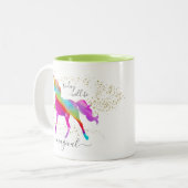 Gold Glitter Rainbow Unicorn Today will be Magical Two-Tone Coffee Mug (Front Left)